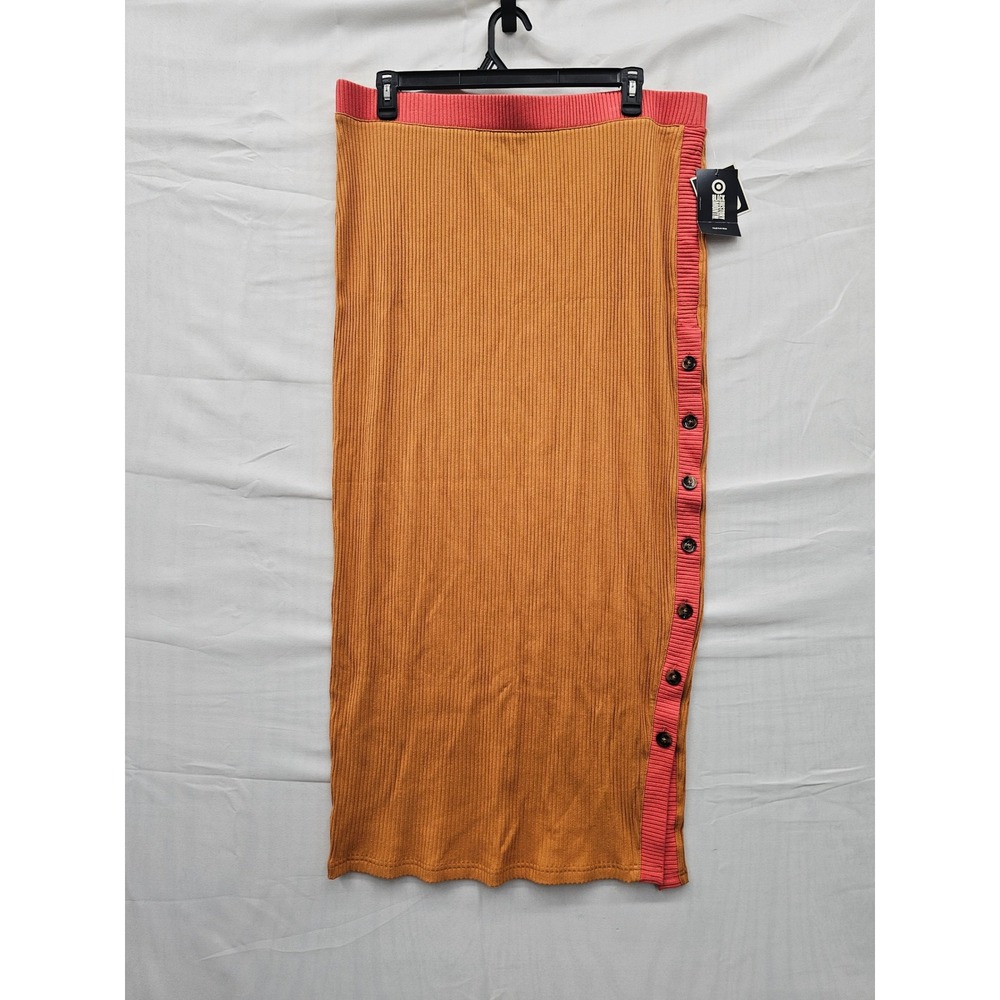 Womens Black History Month Ribbed Maxi Skirt Brown Cotton Blend Size XXL